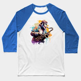 Monkey Playing Saxophone Baseball T-Shirt